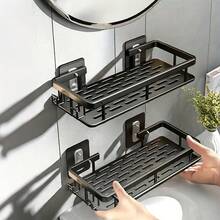 [Stainless Steel Metal Shower Shelf] Stainless Steel Black Metal 2 Pieces Wall Mounted Shower Shelf - Bathroom Organizer For Shampoo And Conditioner, Polished Finish Space Saving Hanging Shelf - Black - View 4