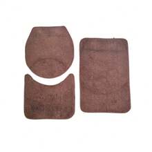 3-Piece Set Of Plush Non-Slip Bathroom Rugs, 100% Cotton, 40x60 Cm, Shaggy - 鏽棕色 - 查看 2