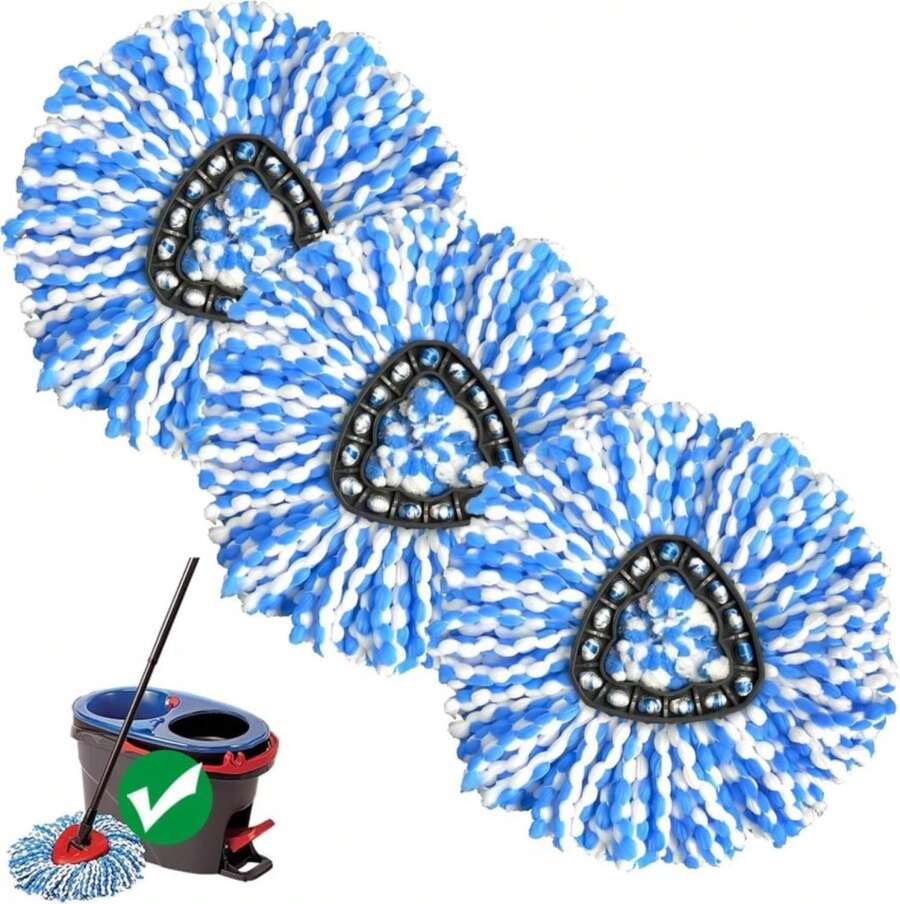 2-Tank Spin Mop Replacement Head, 3 Pack Mop Head Replacement, Microfiber, Machine Washable, Easy To Replace And Deep Cleaning - ColorA - View 1