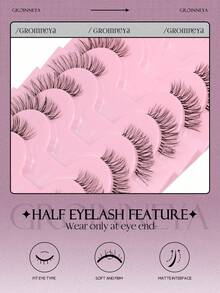 10 Pairs Half False Eyelashes Transparent Band False Eyelashes Cat Eye False Eyelashes Short Soft 3D Faux Mink False Eyelashes Soft Natural Makeup (JA2507) - Black - View 4