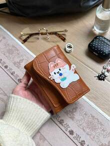 卡通猫咪可爱荔枝纹理真皮钱包，新款韩版时尚学生多功能零钱包 - 彩色 - 查看 8