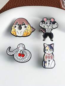 1PC Chibi Animal Tree Enamel Pins Self-Care Badges Metal Brooches Fashion Lapel Badge Backpack Clothes Jewelry Bag Pins Imperdible Graduation Gift - Multicolor - View 3