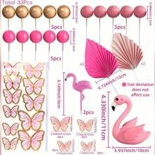 LaVenty Rosa Flamingo Kuchendeko, Hawaii-Themen Geburtstags-Party Hochzeitstorte Dekoration - Rosa - Übersicht 14