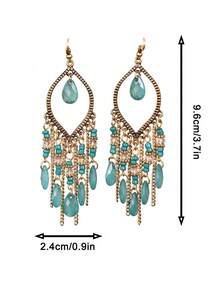 1 Đôi bông tai dành cho nữ, quà tặng du lịch biển, phong cách Bohemian cổ điển, đính cườm và tua rua. - tua - Xem 2