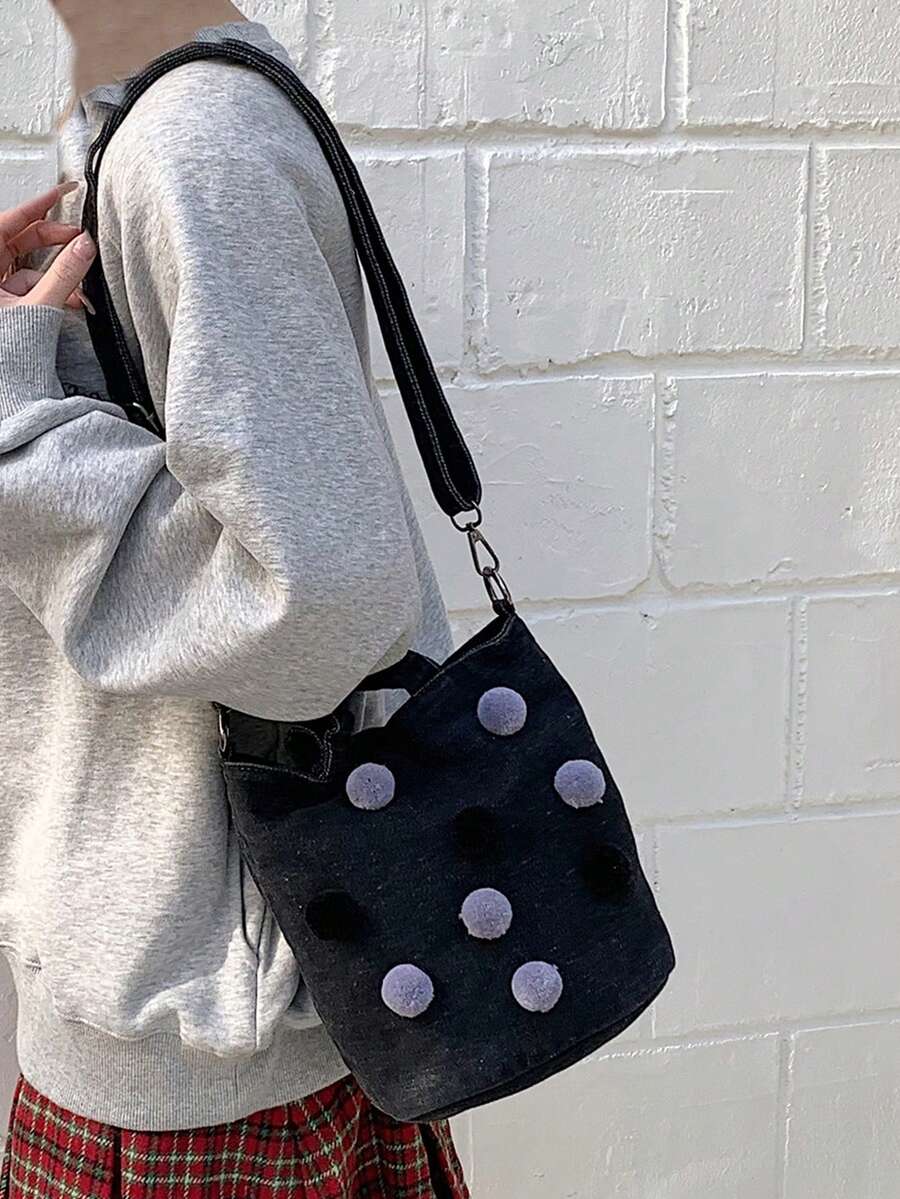 New Autumn Large Capacity Denim Bucket Bag, Niche Design Tote Bag, Versatile Shoulder & Handbag - Multicolor - View 1