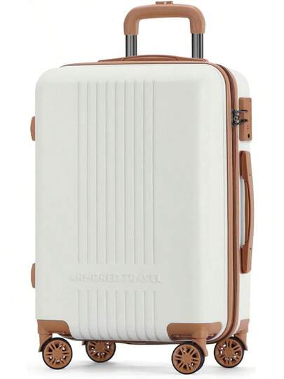 Maleta De Viaje Carry On 20" de Mano Cabina 10kg Rígida Doble Refuerzo Con * TSA Lock * Luggage suitcase Armored Travel (Beige - Palace)