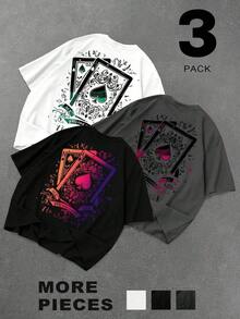 Nuevos productos de moda muy populares: Camiseta negra de manga corta con estampado de ojos y letras de Manfinity Roughcore para hombre, estilo casual y de uso diario, para verano. - Blanco 2 - Ver 30