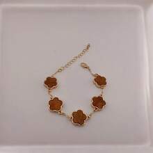 男士经典棕色幸运草设计商务时尚手链 1 件 - 棕色 - 查看 1