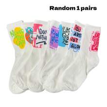 20pcs/14pcs Women's Fashion Knee-High Socks, Personalized Letter Print Sports Socks & Unisex Antibacterial Soft Black White Odor-Resistant Breathable Sports Socks, Soft & Comfortable, Suitable For All Seasons, Outdoor, Party, Gift, Y2K, Gothic, School, Soft (1 Pair/3 Pairs/7 Pairs) - Multicolor - View 9