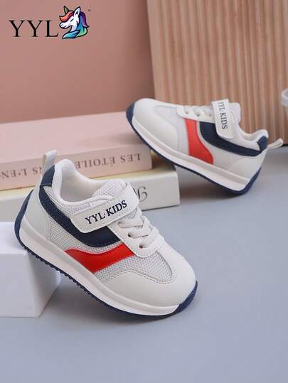 New Minimalist PU Material Double Strap Baby Sports Shoes, Fashionable Comfortable Non-Slip Durable Lightweight Toddler Shoes, Mold Shaping Stable Fit Campus Style, Suitable For Daily Wear And Running