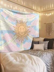 1 pieza Tapiz con patrón de dios sol, decoración de pared cuadrada moderna de poliéster adecuada para sala de estar y dormitorio, compra con derechos de autor - Multicolor - Ver 7