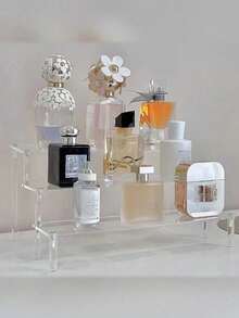 Acrylic Trapezoid Display Rack, Cosmetic Storage Box, Multi-Layer Transparent Perfume Display Rack, DIY Multi-Layer Display Rack, Bedroom Bookshelf, Multi-Function Trapezoid Storage Rack, Suitable For Storing Perfume, Skincare, Cosmetics, Bathroom Items, Bedroom Items, Home Decor And More. - Clear - View 3