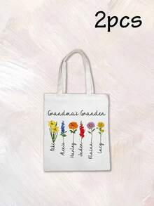 Túi tote vải canvas in hoa theo tên và tháng sinh, kiểu dáng vườn hoa, thích hợp mang theo hàng ngày khi đi mua sắm, đi làm, du lịch và đựng đồ dùng thiết yếu, quà tặng túi tote hoa cá nhân hóa cho Ngày của Mẹ, sinh nhật hoặc kỷ niệm, túi đeo vai tái sử dụng thời trang, túi tote in hoa theo tên tùy chỉnh, túi đựng đồ bằng vải canvas có thể tùy chỉnh. - Nhiều màu - Xem 20