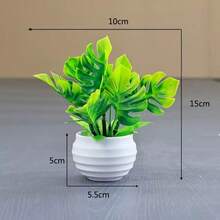 1 chậu cây giả hình lá rùa, lá rùa giả 15cm trong chậu trắng, thích hợp để trang trí bàn làm việc, nhà cửa, văn phòng, lối vào, làm nổi bật không gian sống. - màu xanh lá - Xem 3