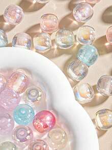 5 hạt nhựa trong suốt hình bong bóng 12mm, phụ kiện tự làm vòng tay và dây đeo điện thoại. - Hạt đường lấp lánh - Xem 4