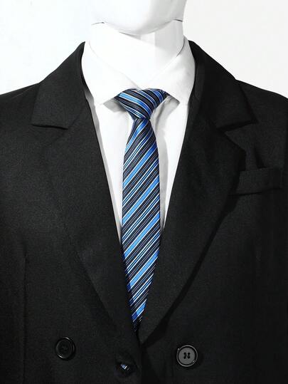 1pc Men's Business Formal Striped Tie, Unisex Narrow Necktie, Blue & Black Ombre Jacquard, Suitable For Workplace, Interview, Wedding, Party