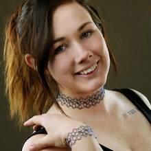 BMOR 3-15件套Y2K弹力纹身项链首饰套装 - 黑色弹力鱼线项链、戒指和手链套装，女士款，90年代复古风配饰 - 彩色 - 查看 9