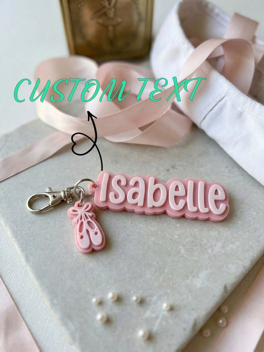 Chaveiro Personalizado com Nome, Etiqueta Personalizada Elegante para Bolsas de Dança, Escola e Marcos Diários - Multicolorido - Visão 1