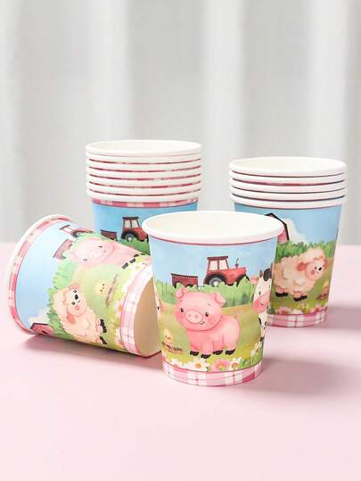 8pcs Farm Animals Paper Cups,Hot And Cold Beverage Drinking Cups For Farm Animals Birthday Party Supplies,Baby Shower Decorations,Gender Reveal Party Decorations, 1st Birthday Decorations, Baby Girl /Boy Party Decor,For Picnic Parties, Birthday Party Tableware, Suitable For Lunch, BBQ, Holiday Parties,Daily Use, Disposable Tableware