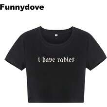 I Have Rabies Gaphic Crop Tshirt Women - Black - View 2