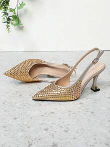 Pointed Toe Commuter High Heel Shoes, Women's New Versatile Strap Sandals - Apricot - View 6