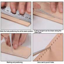 1件装皮革手工缝纫锥工具皮革工艺打孔工具木柄钢锥工艺缝纫皮革工具 - 1 - 查看 5