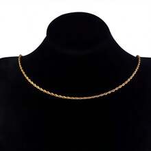 1 pezzo Catena in acciaio inossidabile intrecciata, accessorio per collana in acciaio al titanio semplice stile hip-hop europeo e americano, gioiello di moda ipoallergenico e resistente ai colori, catena per creazione di gioielli fai-da-te - Catena intrecciata - Visualizzare 3