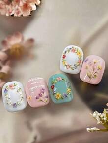 1件装 新款春季花环 3D 立体浮雕精致花束美甲贴纸 - 彩色 - 查看 2