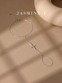 1pc S925 Sterling Silver Full Diamond Cross Chain Bracelet,Cross Hand-Held Chain,Cross Jewelry,Gold Bracelet,Simple Design, Suitable For Everyday Wear - Multicolor - View 11