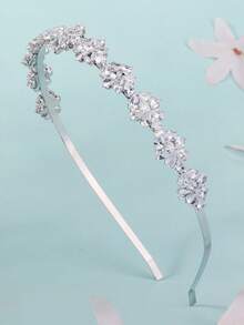 1 pezzo Fascia per capelli con fiore in zirconia cubica AAA montata a mano - Tiara da sposa ultra leggera da 29g color argento, accessorio elegante e scintillante per capelli da cerimonia, gala e eventi formali - Argento - Visualizzare 10