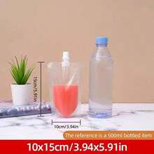 5/10/50pcs Disposable Transparent Stand-Up Pouches With Spout, Portable Drink Pouches For Music Festivals Outdoor, Hands-Free Leak-Proof Juice Bags - View 18