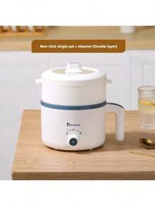 Tiny Panda 1,8L Olla eléctrica multifunción, adecuada para 1-3 personas. Diseñada con revestimiento antiadherente, con funciones de freír, hervir, freír en profundidad y cocinar al vapor. Herramienta de cocina, producto de promoción de verano. - Tipo de Enchufe A Japonés (100V) - Ver 4