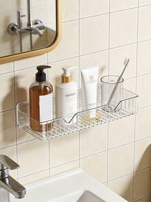 浴室收纳架，免钻孔壁挂式马桶架，大容量沥水架，梳妆台架 - 彩色 - 查看 2