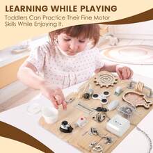 Wooden Montessori Busy Board, Montessori Sensory Activity Board Toys Kids Toddler Boys Girls, & ADHD Motor Skills - 1 - 查看 3