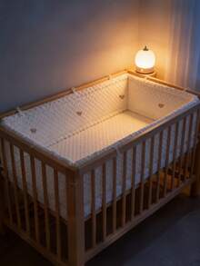 1pc Baby Crib Integrated Soft Bumper Guard, Infant Bed Rail Cushion, Newborn Cartoon Embroidery Cushion Crash Pad, Children Anti-Collision Fence - Bear - View 5