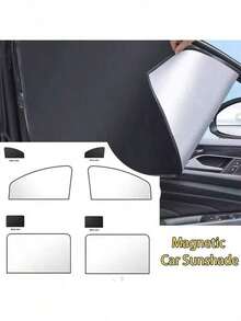 Magnetic Car Sunshade Window Curtains, Automatic Car Window Sunshades, Privacy Protection Window Sunshade Film, UV Protection Window Cover, Car Interior Accessories - Sunshade 4-piece Set - View 4