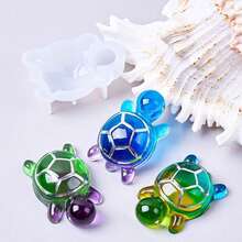 6 件套海龟树脂模具，3D 海龟树脂硅胶模具，动物主题海洋海龟环氧树脂浇铸模具，适用于 DIY 手工艺品、海洋家居装饰 - 6Pcs Resin Mold - 查看 4