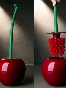 1pc Creative Cherry-Shaped Toilet Brush With Holder, Soft Silicone Bristles, Decorative Bathroom Cleaning Accessory, Suitable For Stylish Bathrooms (Random Color) - 1pc - View 6