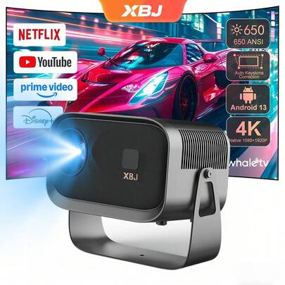 XBJ [2026 New]4K Ultra HD Portable Mini Projector With Bluetooth & WiFi – Android 11 Smart Projector, Auto Keystone & Focus, 1000 ANSI Lumens, Built-In Bluetooth Speaker & Stereo Sound, Recommended For Use With 100" Foldable Projector Screen For Best Experience – Ideal For Home Theater, Bedroom, Outdoor Movies, Students, Business Travel – Perfect Housewarming & Holiday Gift (Proyector Cine En Casa, Proyector Portátil 4K Con Bluetooth)