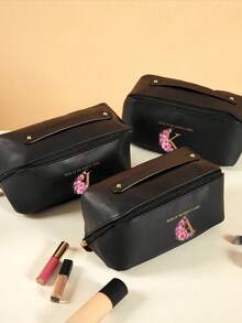 1 túi đựng đồ vệ sinh cá nhân treo tường dày dặn, màu đen, họa tiết xương cá, có thể tách rời đồ ướt và khô, thích hợp cho du lịch và công tác. - màu đen - Xem 3