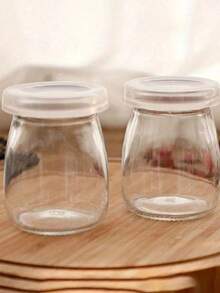 5pcs 100ml Reusable Transparent Glass Jars With PE Lids, Heat-Resistant Pudding Cups, Yogurt Bottles, Mousse Cups, Lucky Star Glass Jars, Mini Glass Wishing Bottles, Bath Salt Containers, Face Mask Jars, Storage Bottles - Multicolor - View 4