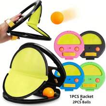 一套投掷接球玩具套装，适合成人沙滩游戏、户外后院派对家庭玩具，配有便携式球拍和两个球，是理想的户外游戏和节日派对礼物。 - 彩色 - 查看 2