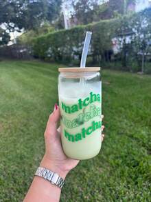 一套带盖玻璃吸管杯，含吸管，适用于冰抹茶咖啡、果汁、咖啡抹茶拿铁等饮品，餐厅专用玻璃吸管杯 - 彩色 - 查看 10