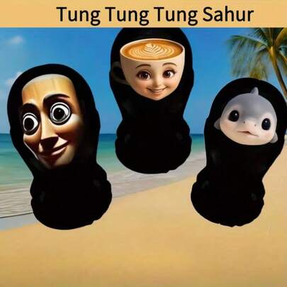 Tung Tung Tung Sahur 搞笑恐怖大眼面具 - 一款灵活的服装面具，采用宽大的眼睛和嘴巴设计，透气性好，适合派对、角色扮演、恶作剧，也可作为成人生日礼物或派对服装面具。