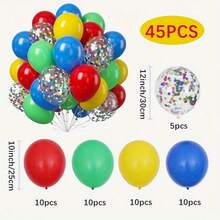 Green Red Yellow Blue Balloons, 45pcs 10Inch Green Red Party Balloons Yellow Blue Balloons With Aluminum Foil Sequin Balloon Helium Latex Balloons For Carnival Super Hero Party Birthday Shower Wedding Party Decoration - 18 YEARS - View 2