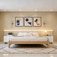 Upholstered Box Bed Headboard 20x45 - Various Sizes - 米色 - 查看 5