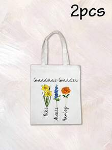 Túi tote vải canvas in hoa theo tên và tháng sinh, kiểu dáng vườn hoa, thích hợp mang theo hàng ngày khi đi mua sắm, đi làm, du lịch và đựng đồ dùng thiết yếu, quà tặng túi tote hoa cá nhân hóa cho Ngày của Mẹ, sinh nhật hoặc kỷ niệm, túi đeo vai tái sử dụng thời trang, túi tote in hoa theo tên tùy chỉnh, túi đựng đồ bằng vải canvas có thể tùy chỉnh. - Nhiều màu - Xem 18