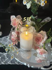 无焰LED蜡烛（带遥控器和定时器），亚克力玻璃柱形蜡烛，适用于浪漫婚礼和家居装饰，情人节和求婚必备 - 白色 - 查看 12