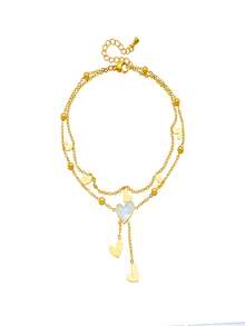 1Pc New Minimalist Fashion Delicate Irregular Geometry Stainless Steel Double Layer Bracelet - Yellow Gold - View 5