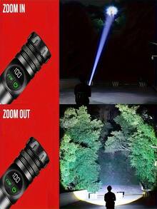 Rechargeable USB LED Tactical Flashlight With Strong Magnet, COB Side Light, Suitable For Camping, Fishing, Emergencies, Adjustable Spot/Flood Beam, Waterproof, Applicable For Outdoor Work, Car, Home Use (Product + Box + Cable) - Black - View 9
